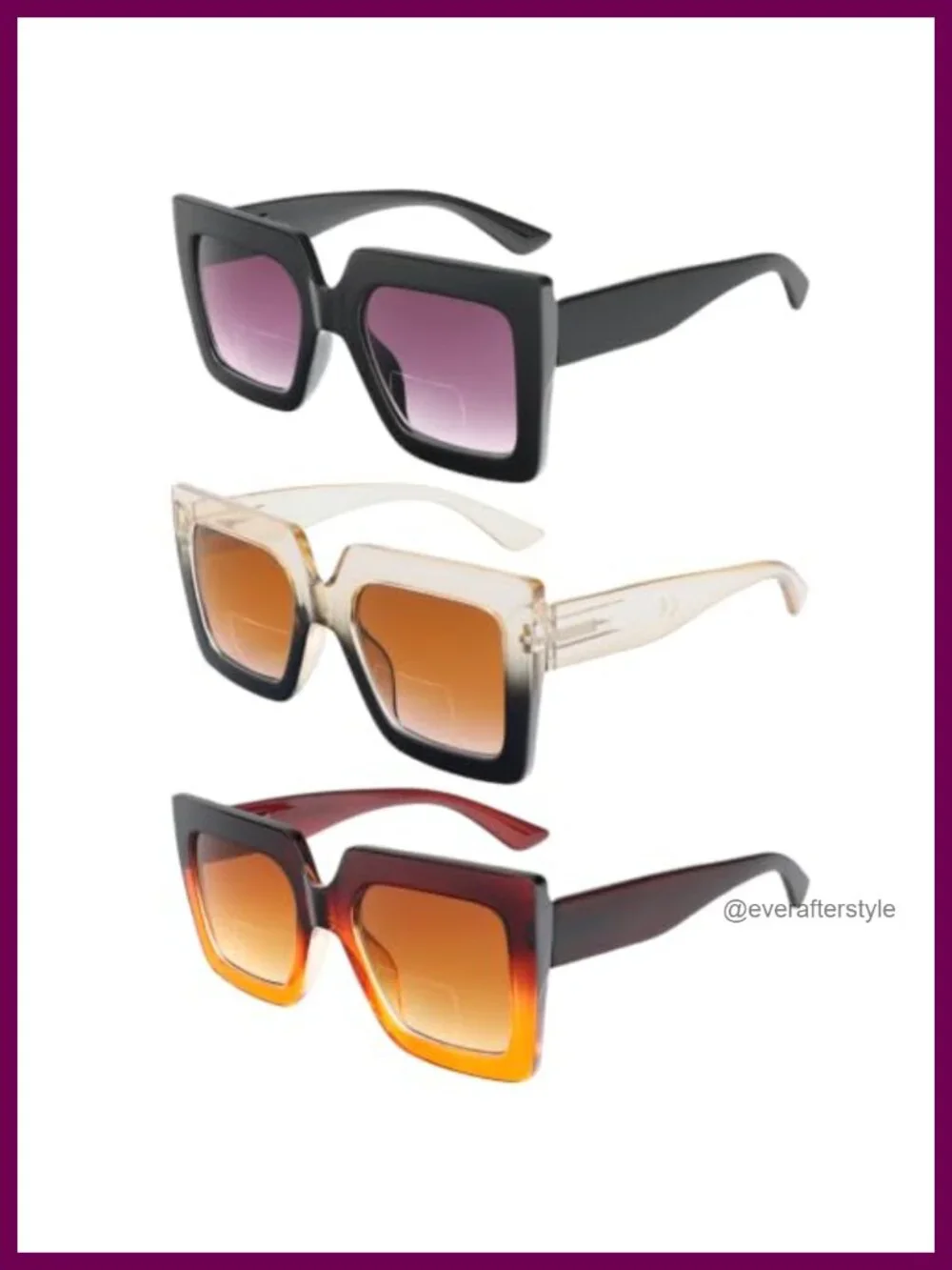 3pk Bifocal Reading Sunglasses Women UV400 Oversized Thick Frame Reader Shades